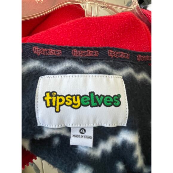 Tipsy Elves Reindeer Holiday Christmas Fleece Pajamas Jumpsuit Size XL - Picture 3 of 9